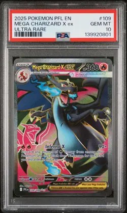 2025 POKEMON PFL EN-PHANTASMAL FLAMES ULTRA RARE #109 MEGA CHARIZARD X EX PSA 10 - Image 1