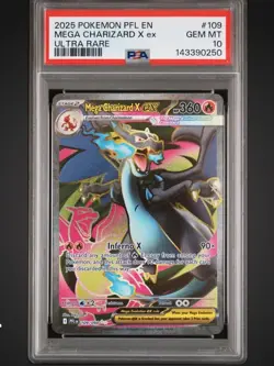 2025 POKEMON PFL EN-PHANTASMAL FLAMES ULTRA RARE #109 MEGA CHARIZARD X EX PSA 10 - Image 1