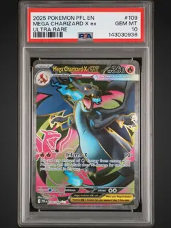 2025 POKEMON PFL EN-PHANTASMAL FLAMES ULTRA RARE #109 MEGA CHARIZARD X EX PSA 10 - Image 1