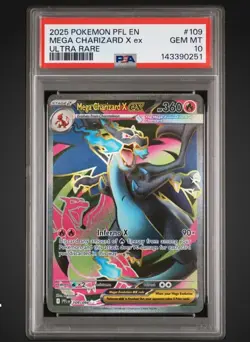 2025 POKEMON PFL EN-PHANTASMAL FLAMES ULTRA RARE #109 MEGA CHARIZARD X EX PSA 10 - Image 1