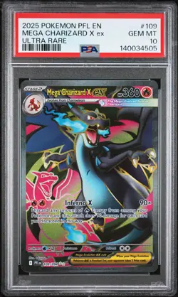2025 POKEMON PFL EN-PHANTASMAL FLAMES ULTRA RARE #109 MEGA CHARIZARD X EX PSA 10 - Image 1