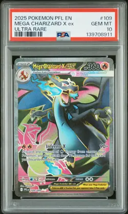 2025 POKEMON PFL EN-PHANTASMAL FLAMES ULTRA RARE #109 MEGA CHARIZARD X EX PSA 10 - Image 1