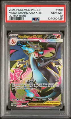 2025 POKEMON PFL EN-PHANTASMAL FLAMES ULTRA RARE #109 MEGA CHARIZARD X EX PSA 10 - Image 1