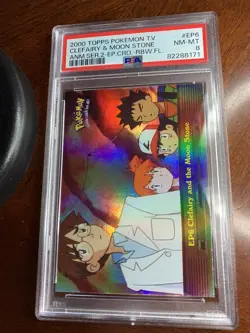 2000 Topps Pokemon #EP6 Clefairy and the Moon Stone Rainbow Foil PSA 8 NM-MT - Image 1