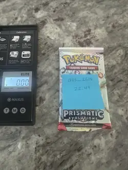22.49g !!!VERY HEAVY!!! -Pokemon Prismatic Evolution Booster Pack -Possible GODU - Image 3