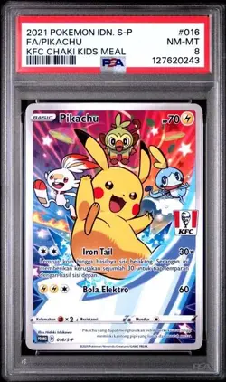 Pokemon Indonesian KFC Kids Meal Pikachu #016 PSA 8 - Image 1