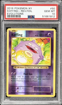 2016 POKEMON XY EVOLUTIONS #50 KOFFING-REVERSE FOIL PSA 10 - Image 1