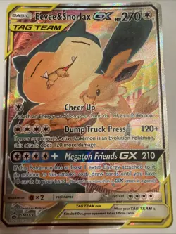 Pokemon Eevee Snorlax GX TCG Tag Team SM169 Black Star Promo Card NM/M Condition - Image 1