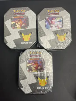 Pokemon Lance's 2x Charizard and Dark Sylveon V Tins Unopened Celebrations 2021 - Image 1