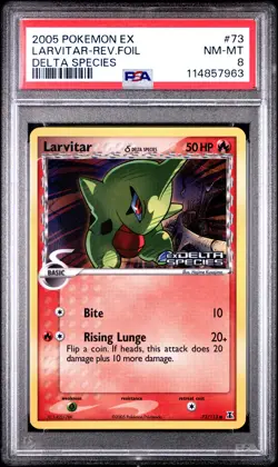 2005 POKEMON EX DELTA SPECIES LARVITAR #73 REVERSE FOIL PSA 8 NM #114857963 - Image 1