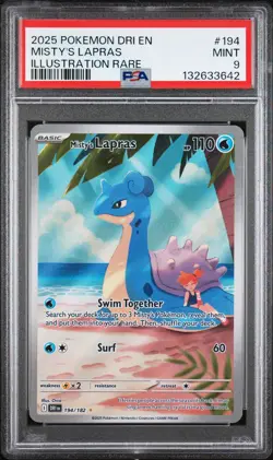 132633642 Misty's Lapras 2025 Pokemon Scarlet Violet Destined Rivals #194 PSA 9 - Image 1
