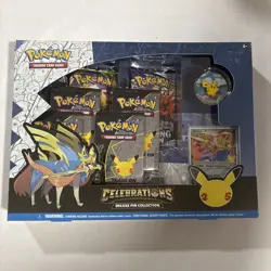 Pokemon TCG Celebrations Deluxe Pin Collection Box Zacian Lv X Pikachu Sealed 820650809422 - Image 1