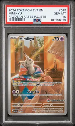 2024 Pokemon SVP EN-SV BLACK STAR PROMO POKEMON CENTER MIMIKYU #075 PSA 10 - Image 1