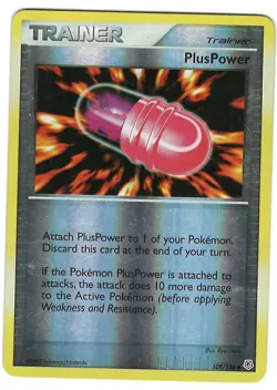 PlusPower 109/130 Pokemon Card Diamond & Pearl Uncommon Rev Holo Trainer LP NL - Image 1