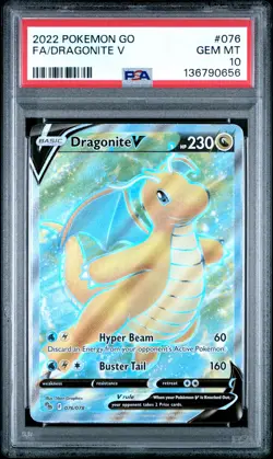 2022 POKEMON GO #076 FULL ART/DRAGONITE V PSA 10 - Image 1