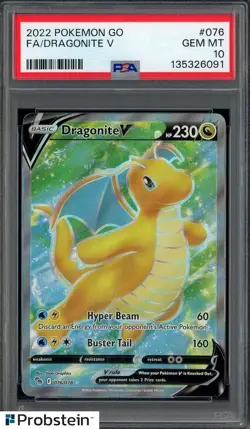 2022 Pokemon Go #076 FA Dragonite V PSA 10 GEM MINT - Image 1