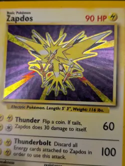 Pokemon TCG Zapdos Base Set Holo Rare Card 16/102 - MP - Image 3