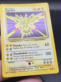 Zapdos 16/102 Base Set Unlimited Holo Rare - LP/MP Pokemon BE3 - Image 2