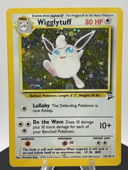 1999 Pokemon Wigglytuff 19/130 Base Set 2 Holo Rare WOTC Vintage MP - Image 3