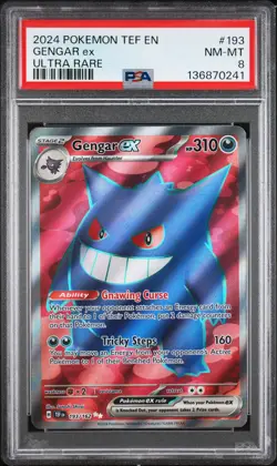 2024 POKEMON TEF EN-TEMPORAL FORCES ULTRA RARE #193 GENGAR EX PSA 8 - Image 1
