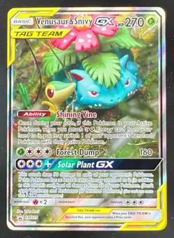 2019 Pokemon SM Black Star Promos #SM229 Venusaur & Snivy Tag Team - Image 1