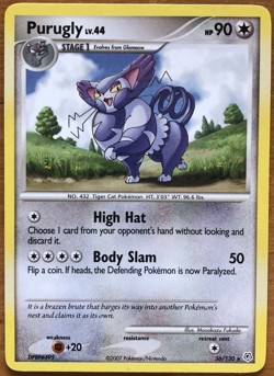 Purugly 36/130 Pokemon Card- Diamond And Pearl Rare Non-Holo - Image 1