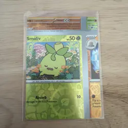 Pokemon TCG Misprint Error Miscut NFC Smoliv Reverse Holo NM Obsidian Flames - Image 1