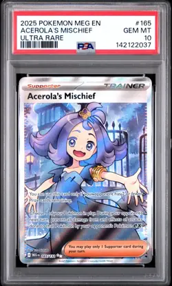 PSA 10 ACEROLA'S MISCHIEF 165/132 ULTRA RARE MEGA EVOLUTION POKEMON 😍 - Image 1