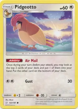 x4 Pidgeotto - 123/181 - Common Pokemon SM9 Team Up M/NM - Image 1