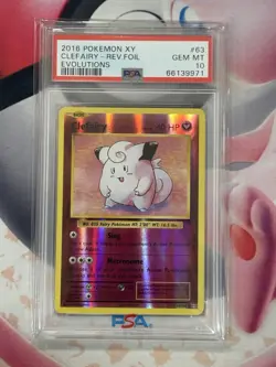 2016 Pokemon XY Evolutions Reverse Foil Clefairy 63 /108 PSA 10 GEM MT - Image 3