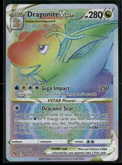 2022 Pokemon Go Dragonite Vstar 081/078 Full Art Rainbow Secret Rare - Image 1