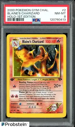 2000 Pokemon Gym Challenge #2 Blaine's Charizard 1st Edition PSA 8 NM-MT - Image 1