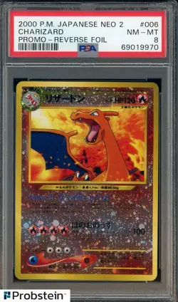 2000 Pokemon Japanese Neo 2 Promo #006 Charizard Reverse Foil JP PSA 8 - Image 1