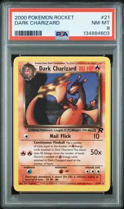 2000 POKEMON ROCKET #21 DARK CHARIZARD PSA 8 - Image 1