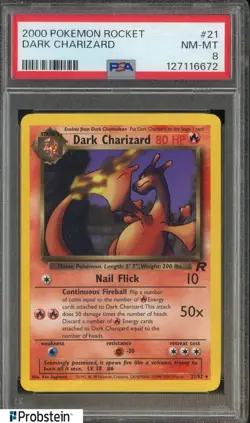 2000 Pokemon Rocket #21 Dark Charizard PSA 8 NM-MT - Image 1