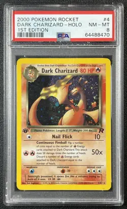 DARK CHARIZARD PSA 8 2000 POKEMON TEAM ROCKET FIRST EDITION #4/82 HOLO 8470 - Image 1