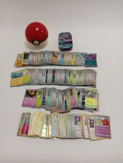 Large Bundle of Pokemon Cards with Pokeball Case and Tin - Mixed Types - Image 1