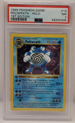 1999 POKEMON BASE SET 1ST EDITION #13 POLIWRATH-HOLO PSA 7 - Image 1