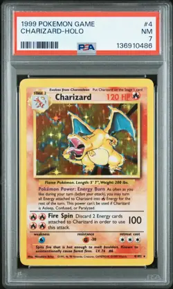 pokemon Charizard 004/102 Base Set Rare Holo PSA 7 - Image 1