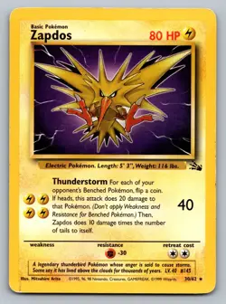 Pokemon TCG Fossil Zapdos (30) 30/62 - Image 1