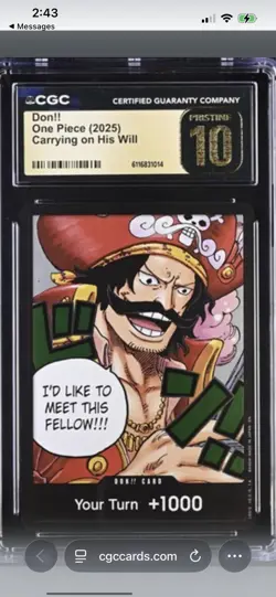 2025 One Piece Carrying On His Will Gol. D Roger Gold Don!! CGC Pristine 10 - Image 1