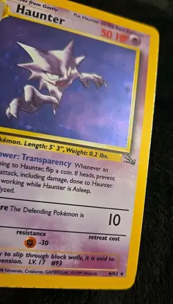 1999 Pokemon HAUNTER Fossil Set HOLO RARE Unlimited Edition Card 6/62 WotC NM - Image 3