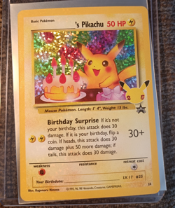 Birthday Pikachu 24 Holo Black Star Celebrations Promo Pokemon Card NM - Mint - Image 1