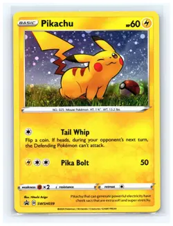 💥 🌀 Pikachu Holo Cosmos SWSH039 Black Star Promo HOLO NICE SWIRL ON BUTT - Image 1
