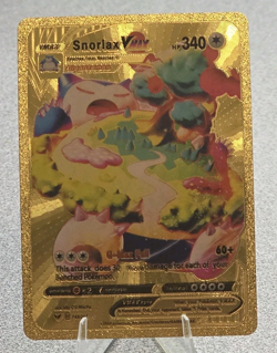 Pokemon Snorlax VMAX 340hp Gold Foil Fan Art Collector Card TCG - Image 1
