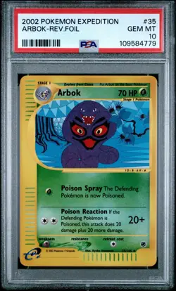 2002 POKEMON EXPEDITION #35 ARBOK-REVERSE FOIL PSA 10 #35 - Image 1