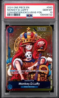 2024 ONE PIECE PROMOS CONVENTION EXCLUSIVE-FOIL #043 MONKEY D. LUFFY PSA 10 - Image 1
