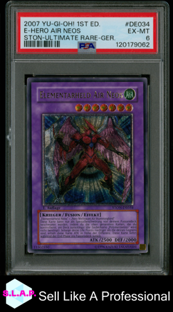 E-HERO AIR NEOS YU-GI-OH! STON-ULTIMATE RARE GER STRIKE OF NEOS 2007 DE034 PSA 6 - Image 1