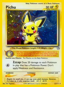 Pichu - 12/111 - Pokemon Neo Genesis Unlimited Holo Rare Card WOTC LP - Image 1