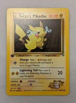 1st Edition Lt. Surge's Pikachu Gym heroes 81/132 NM Pokemon TCG - Image 1